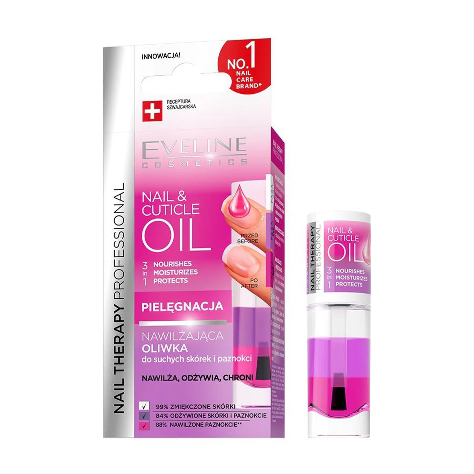 Трифазна зволожувальна олія для нігтів та кутикули Eveline Cosmetics Nail Therapy Professional Nail &amp; Cuticle Oil, 8 мл